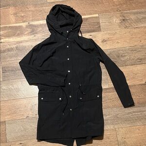American Apparel Black Hooded Rain Jacket